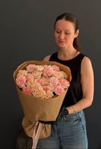 Small Blush Lace carnation bouquet with soft blush, pink, and cream flowers